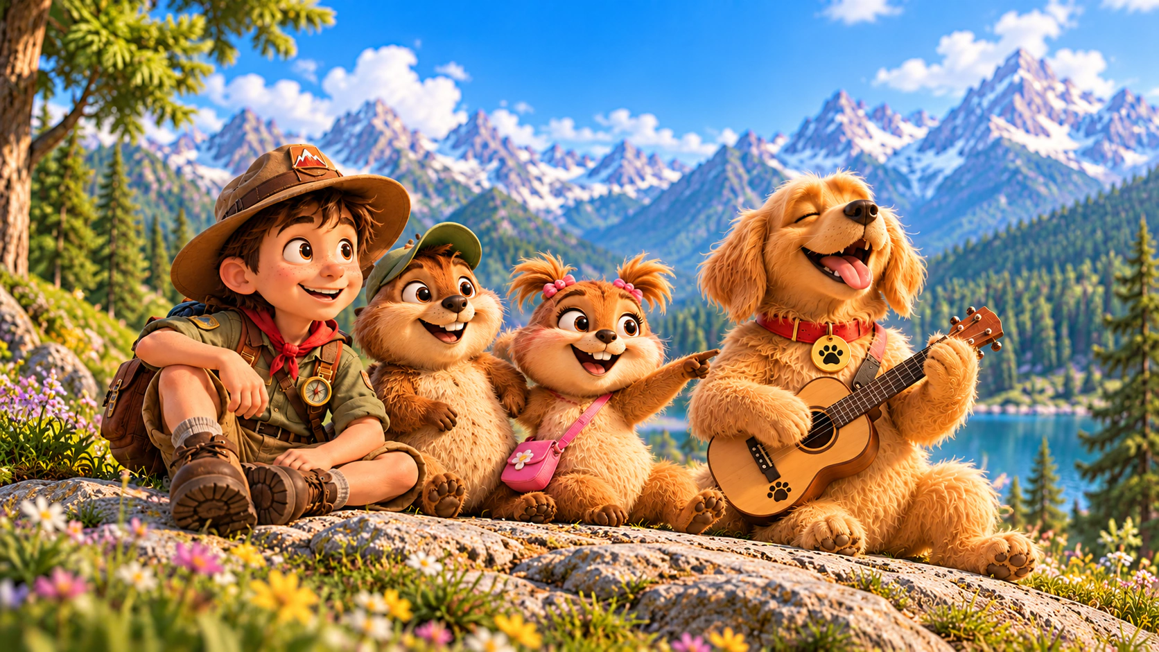 Sylo, Zumi, Baila and Radio enjoying an adventure in the mountains